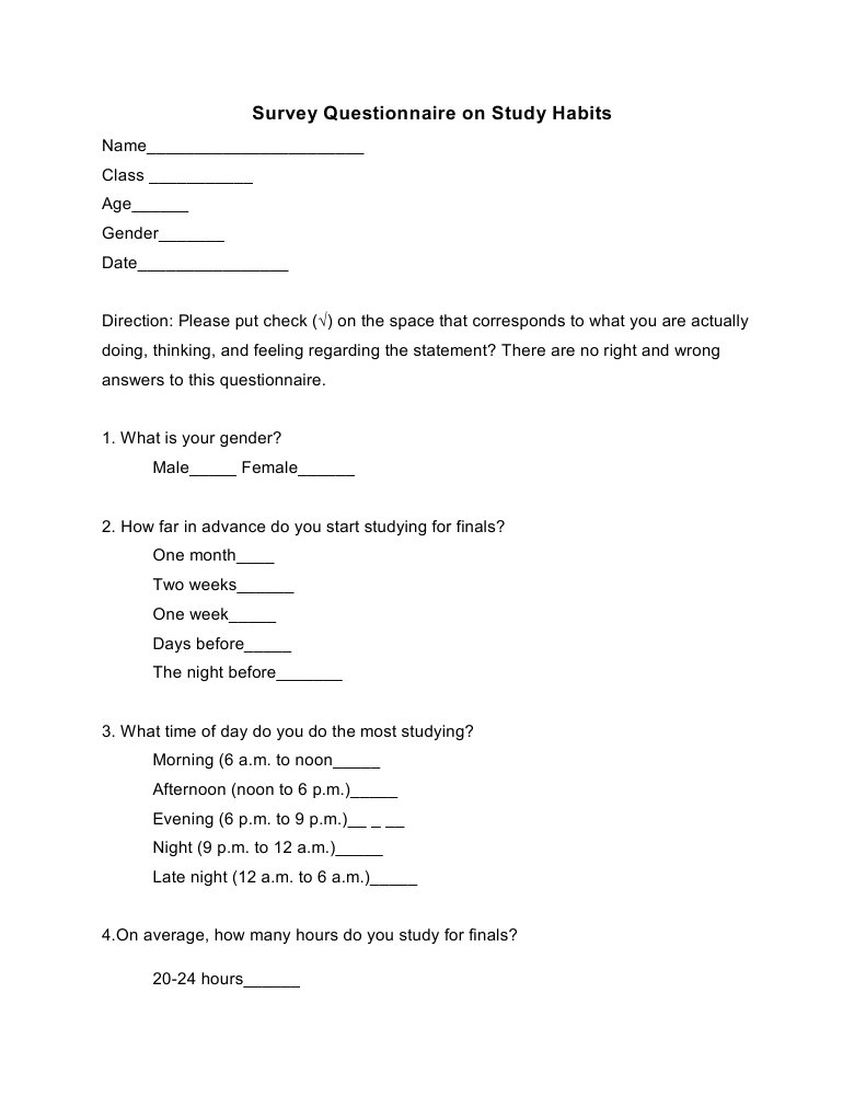 Study Habits and Academic Performance Survey | PDF | Self-Improvement
