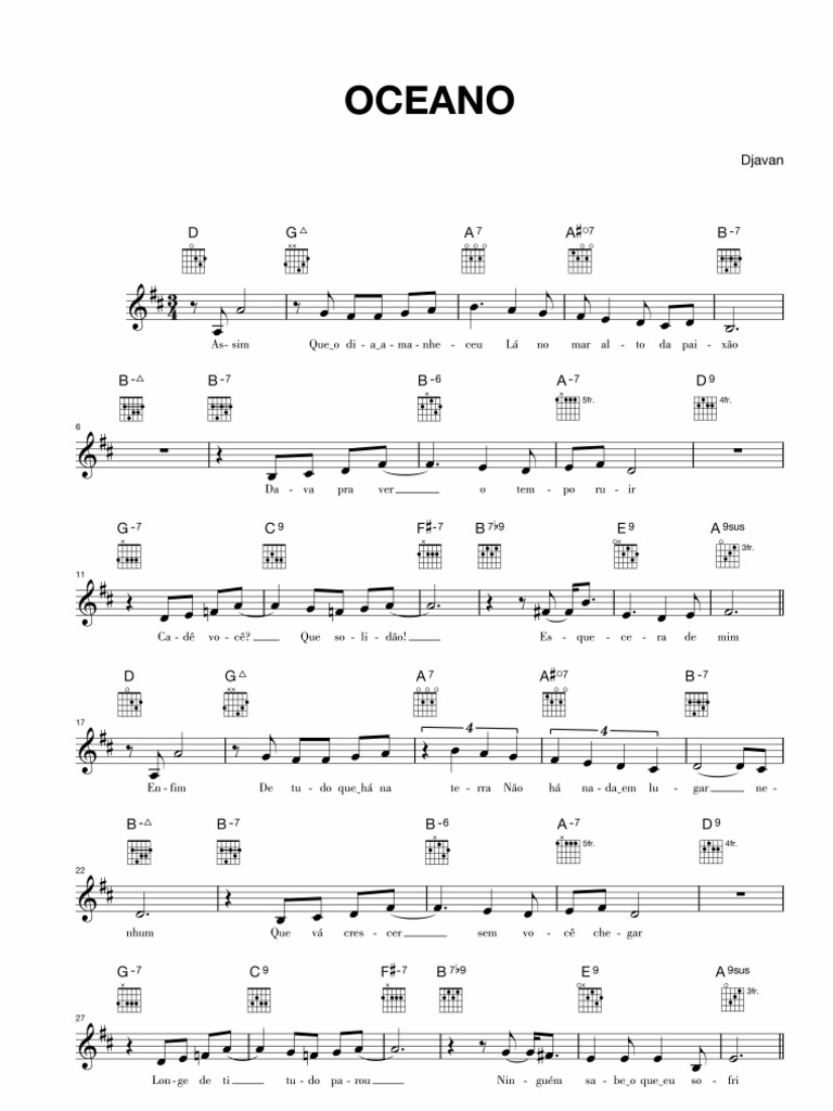 djavan oceano (partitura)