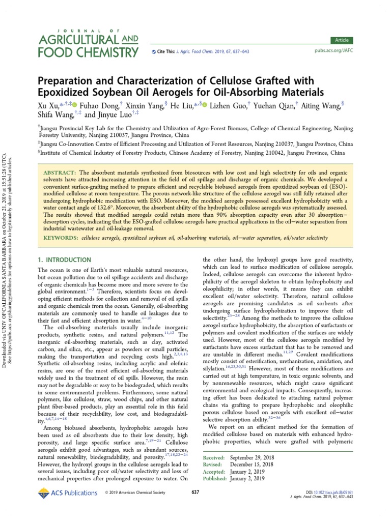 Preparation and Characterization of Cellulose Grafted With Epoxidized