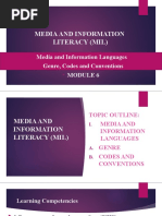 MODULE 6. Media and Information Languages Genre Codes and Conventions