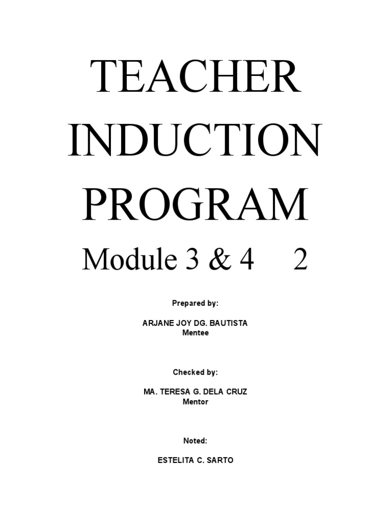 Teacher Induction Program Modules 3 & 4 | PDF