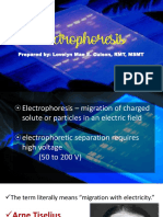 Electrophoresis: Prepared By: Lovelyn Mae E. Cuison, RMT, MSMT