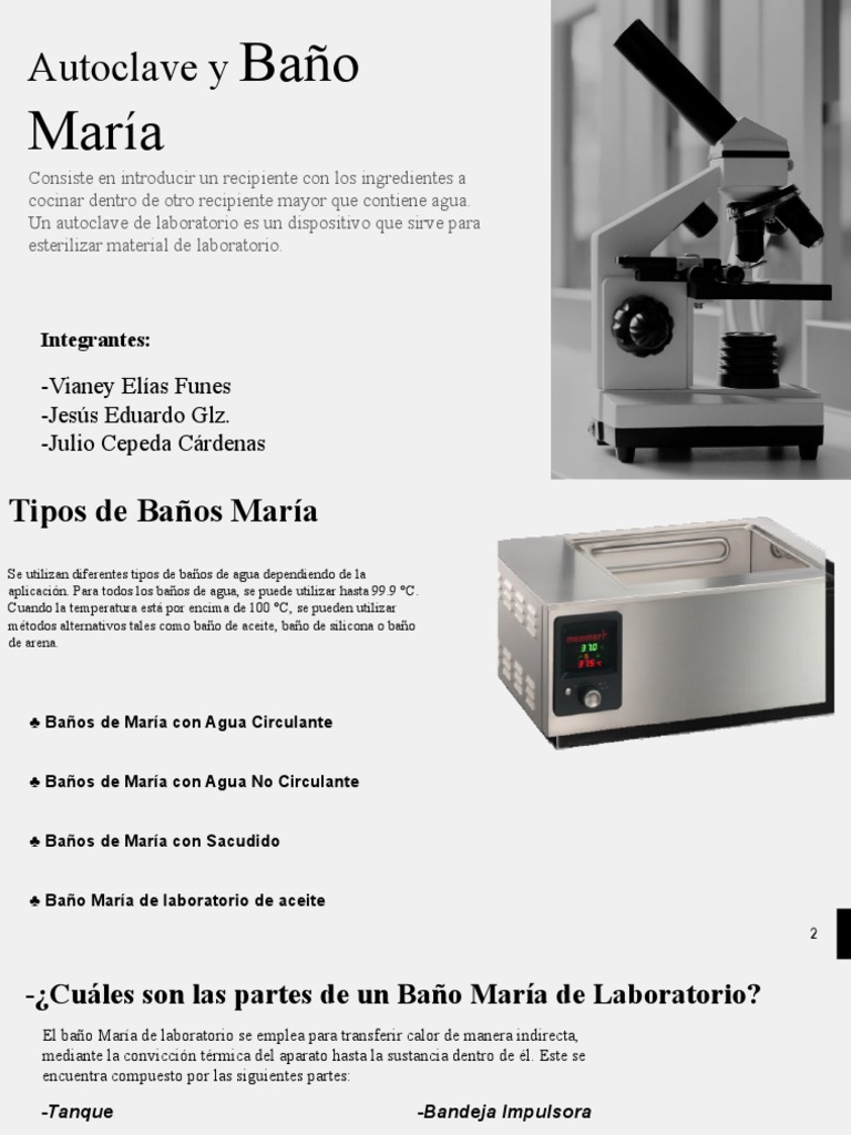 Auroclaves y Baño María Lab. Clínico | PDF | Agua | Química