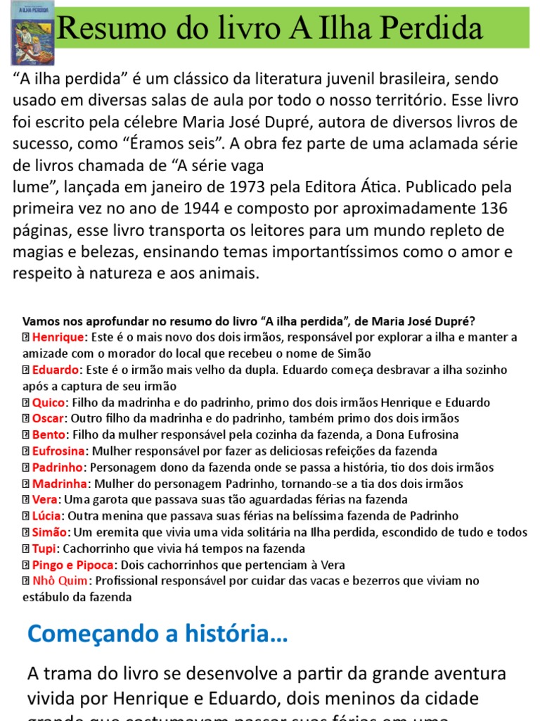 Resumo Do Livro A Ilha Perdida | PDF | Tempo
