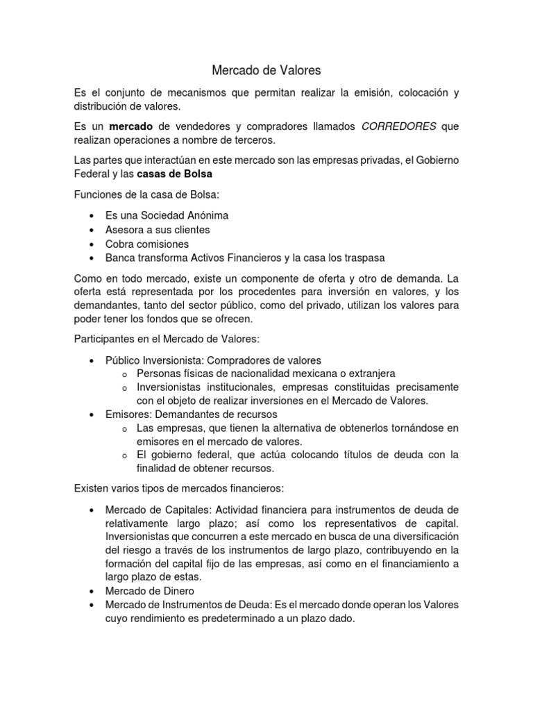 Sociedades de Inversión en el Mercado de Valores | PDF | Bolsa de ...
