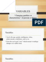 Variables: "Changing Qualities or Characteristics" of Persons or Things