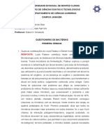 Questões sobre características e classificação de bactérias