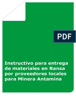Instructivo para Entrega de Materiales en Ransa Por Proveedores Locales para Minera Antamina