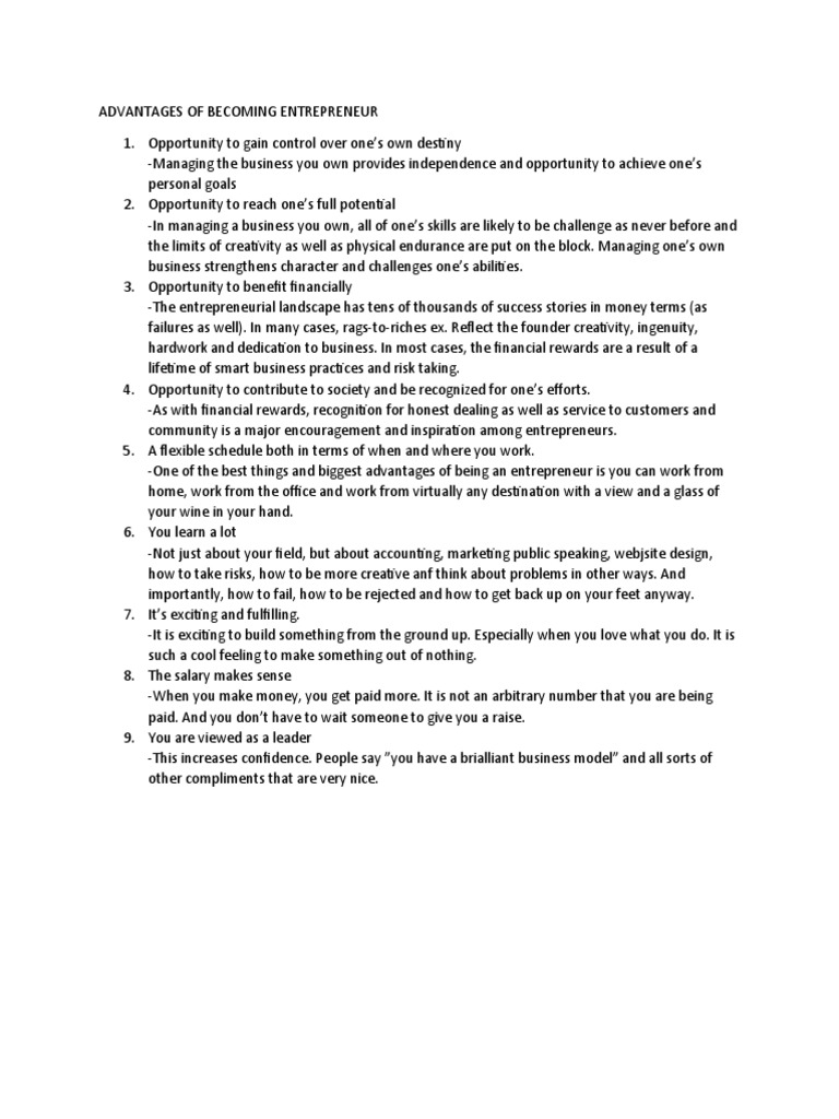 Pros and Cons of Entrepreneurship | PDF | Entrepreneurship | Economies