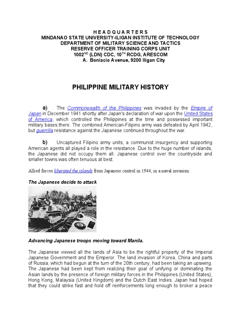 Rotc Topic 11 Philippine Military History | PDF | Empire Of Japan ...
