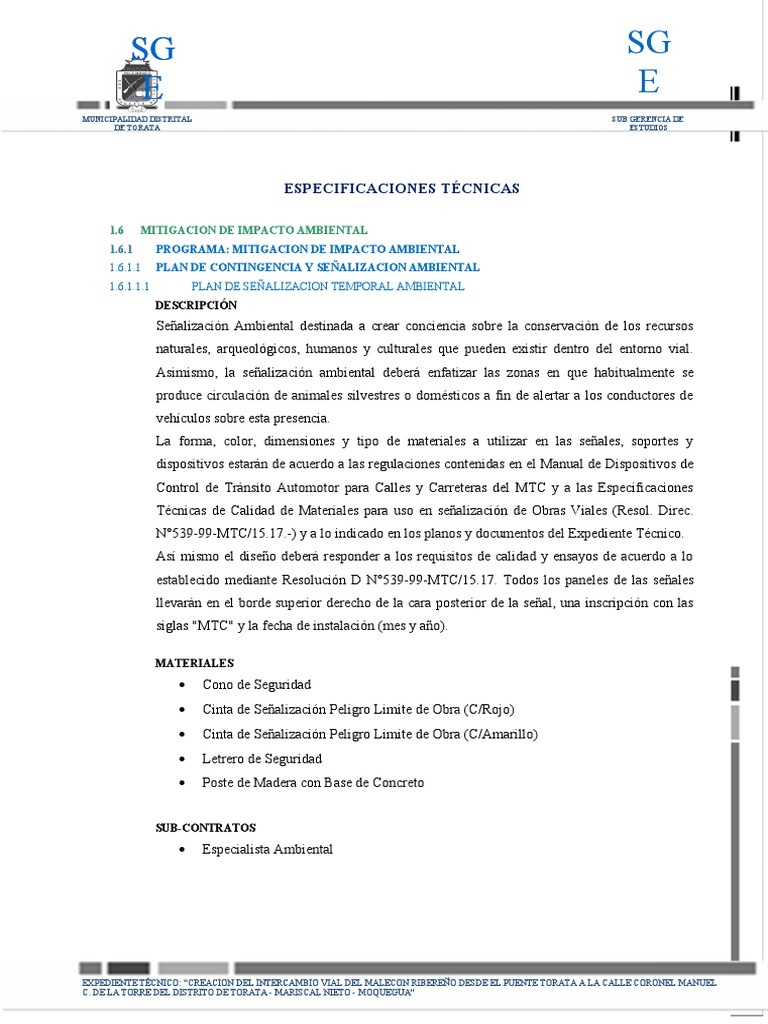 Mitigación de Impacto Ambiental en Torata | PDF | Residuos | Agua