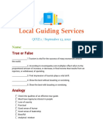 Local Guiding Services Quiz 1