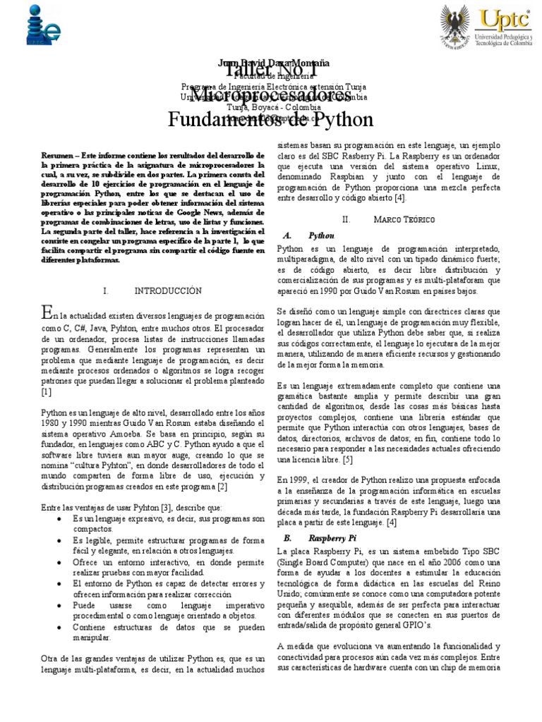 Práctica de Python y Raspberry Pi | PDF | Lenguaje de programación ...