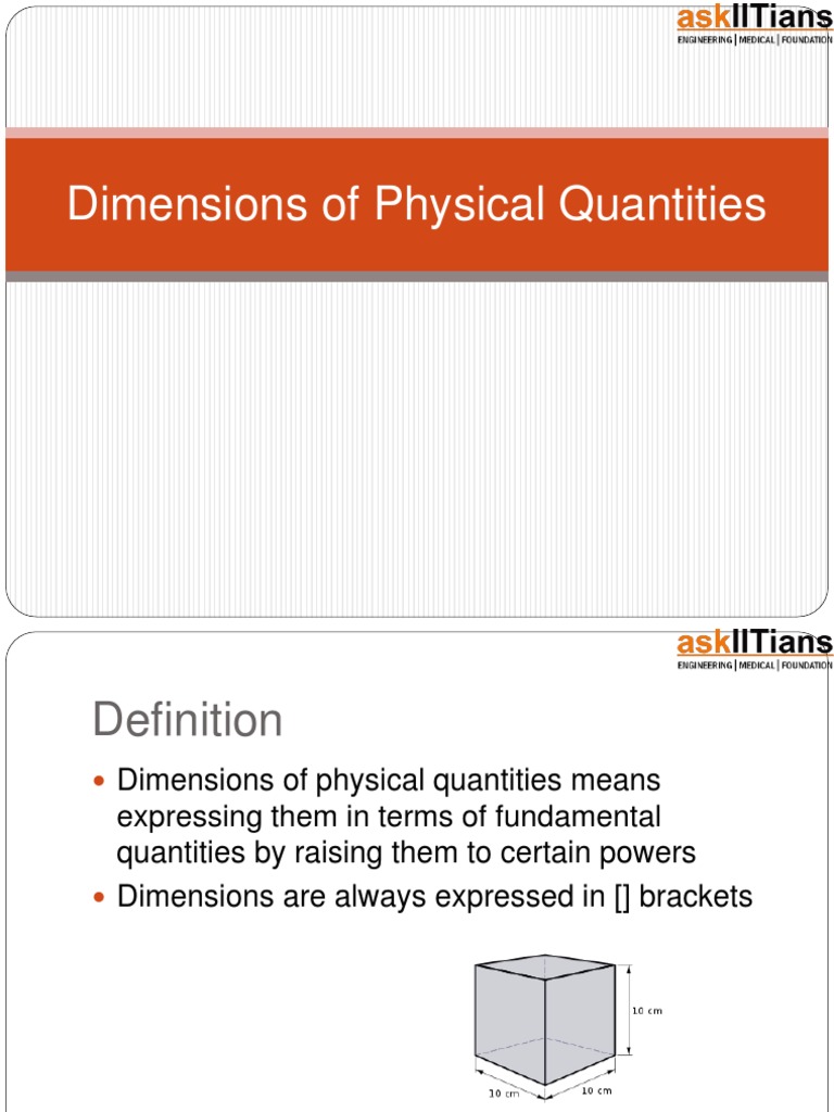 Dimensions of Physical Quantities PDF