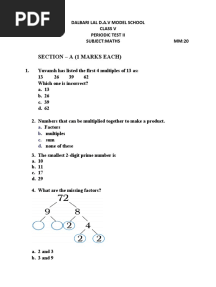 Periodic Test 2 Class V MATHS