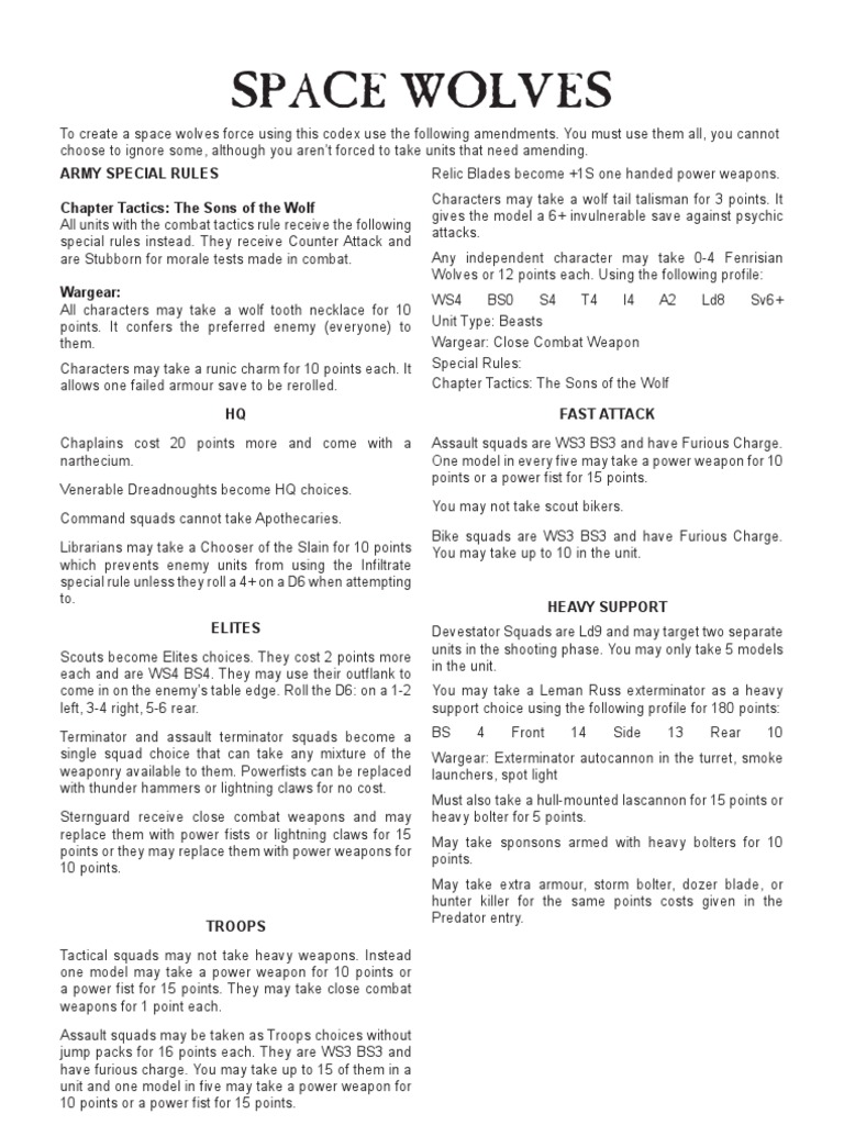Space Wolves Update | PDF | Warfare | Military Science