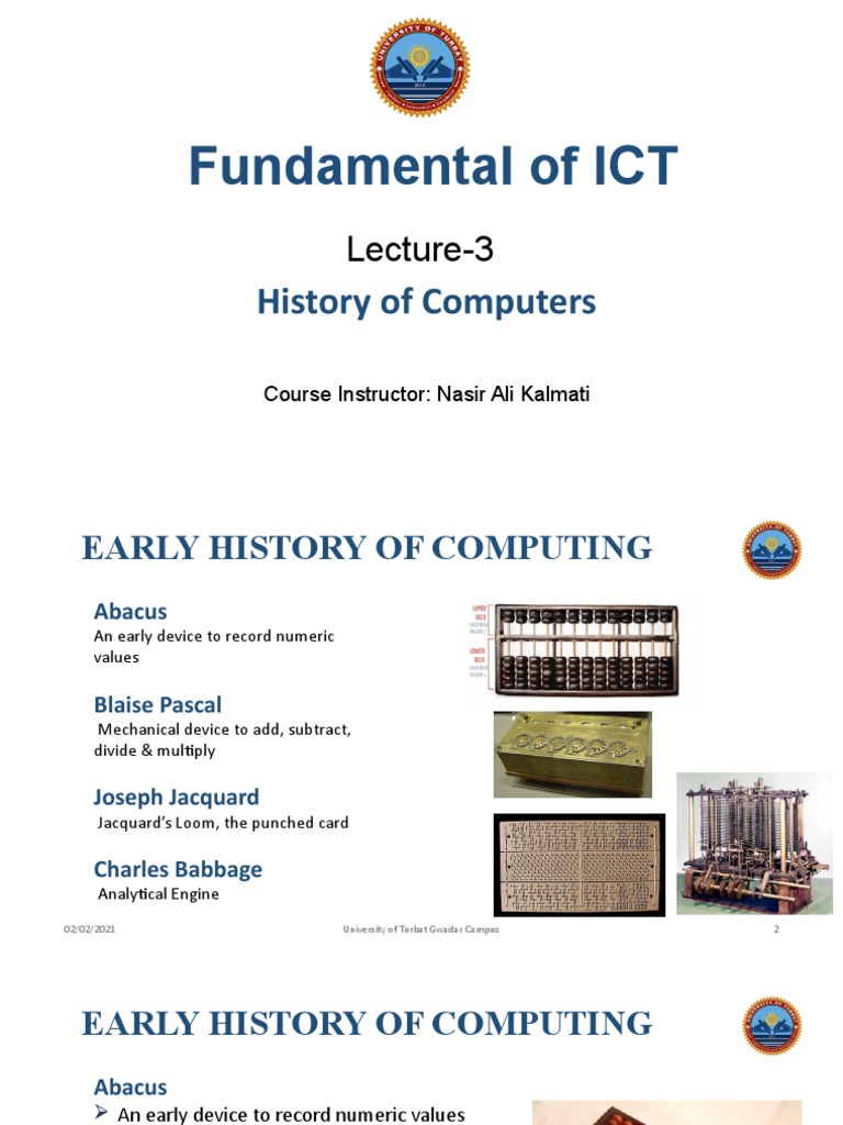 I CT Lecture 03 History of Computers | PDF | Integrated Circuit | Loom