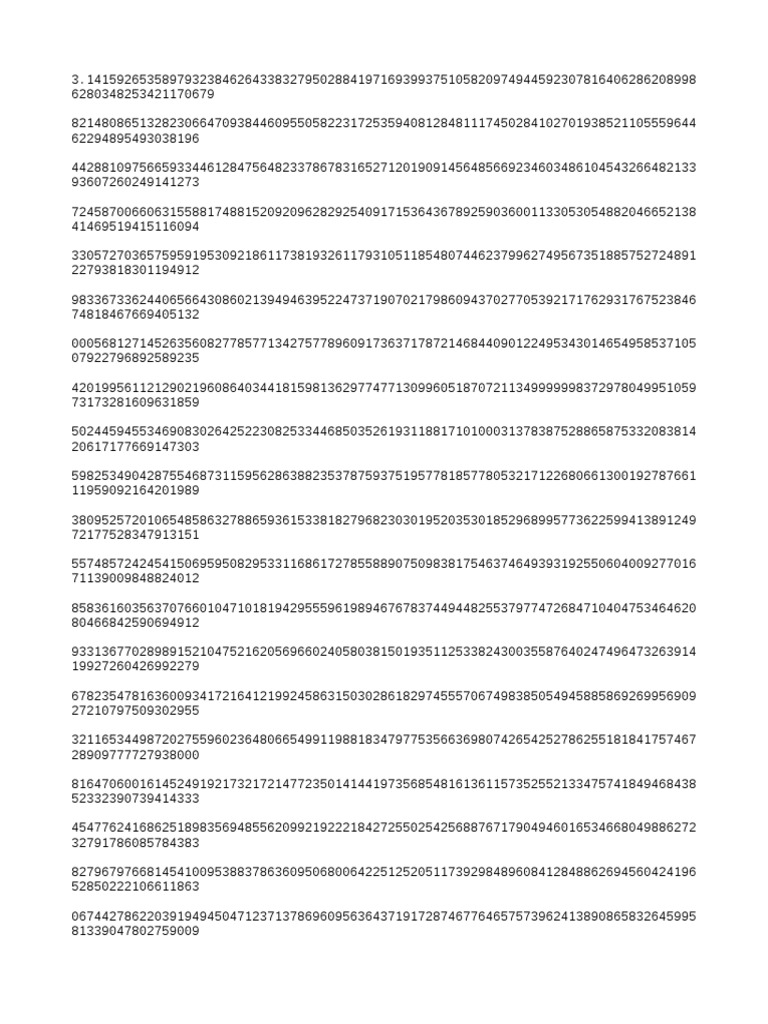Pi Million Digits PDF