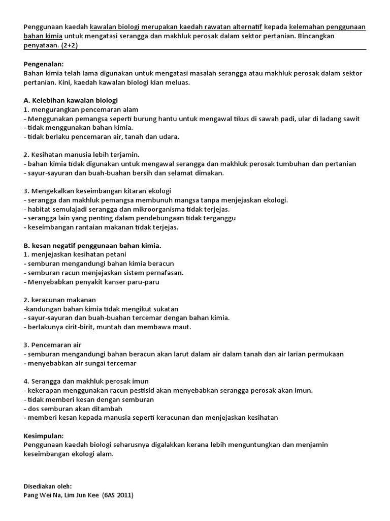 Penggunaan kaedah kawalan biologi