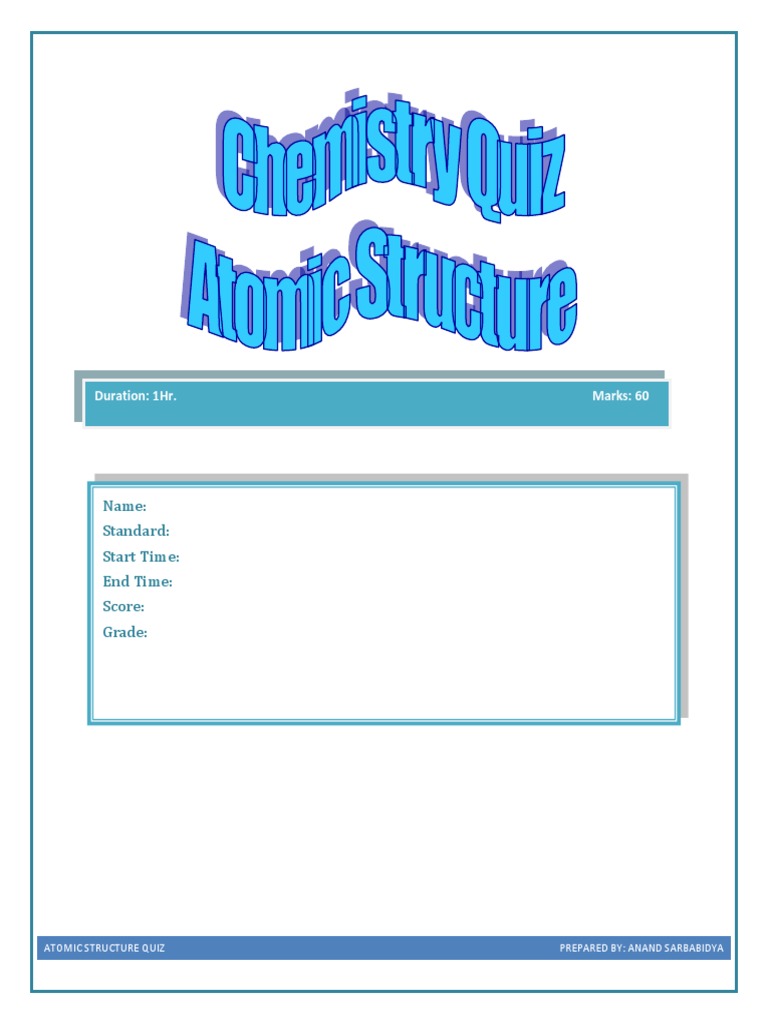 AtomicStructure Quiz PDF