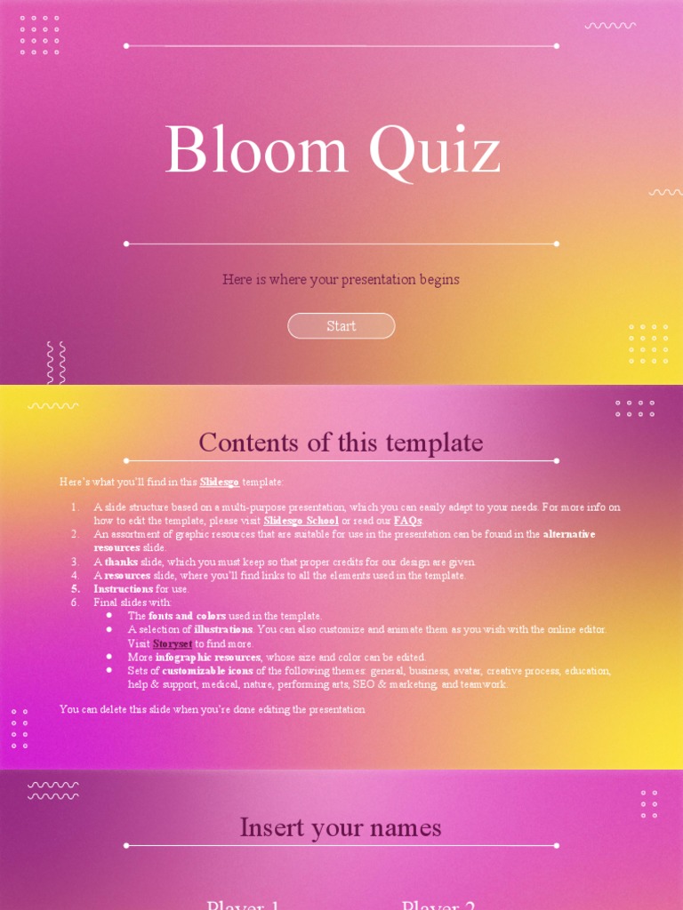 Bloom Quiz by Slidesgo | PDF | Planets