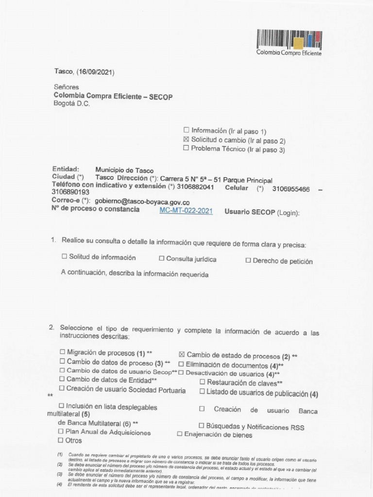 Solicitud Secop | PDF