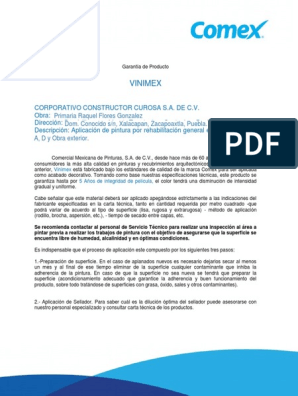 Carta Garantã - A Comex Vinimex - Corporativo Constructor Curosa | PDF |  Pintar | Materiales