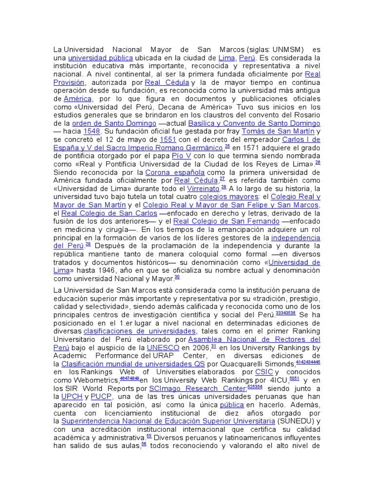 Historia de La UNMSM | PDF | Universidad