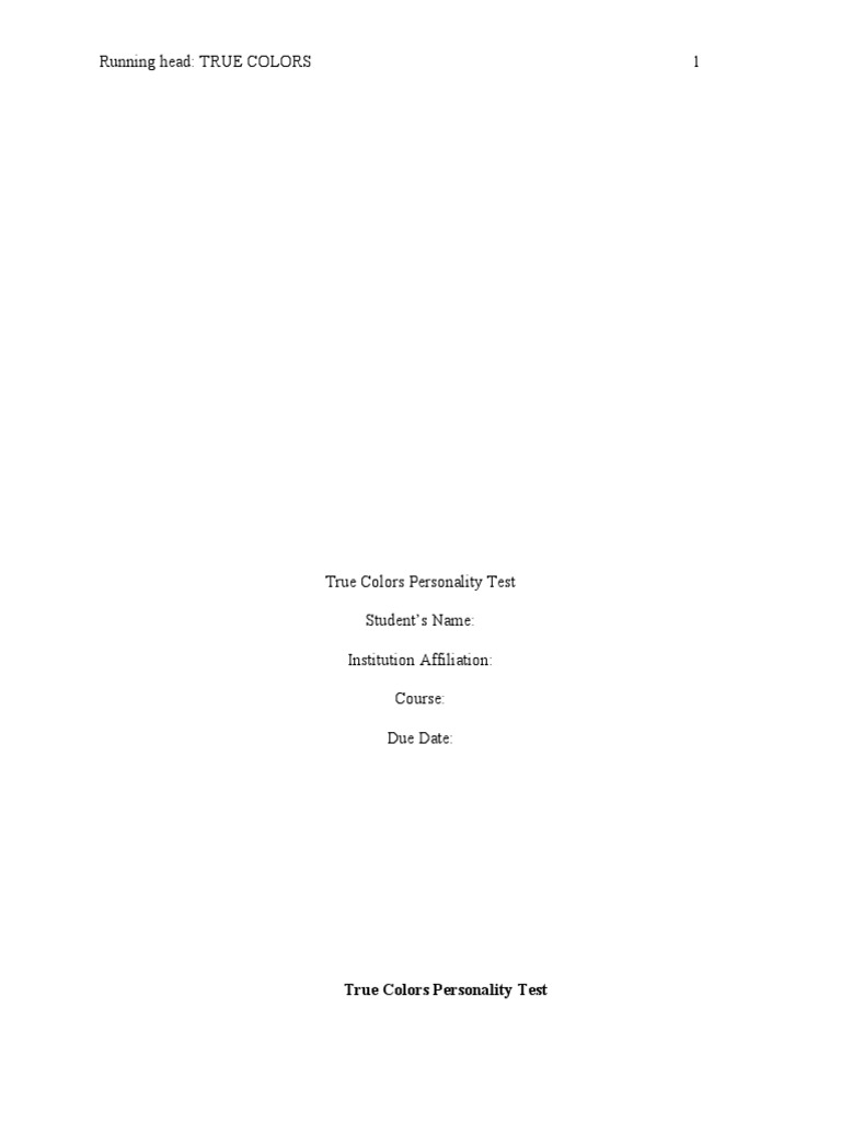 True Colors Personality Insights | PDF | Color | Learning