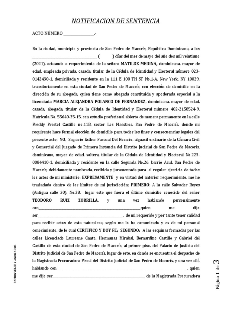 Notificación de Sentencia de Divorcio | PDF | Sentencia (ley) | Divorcio