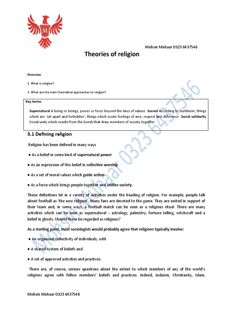 Theories of Religion Explained | PDF | Max Weber | Émile Durkheim