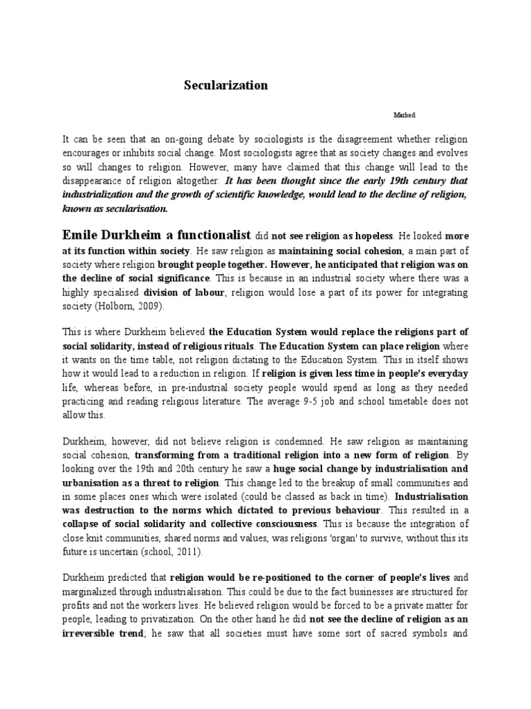 Secularization in Sociology Explained | PDF | Émile Durkheim | Karl Marx