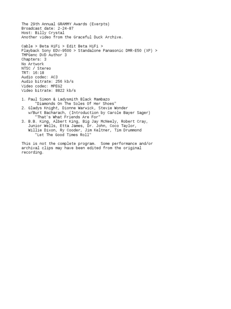 29th Annual GRAMMY Awards PDF