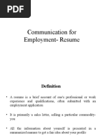 Communication For Employment - Resume