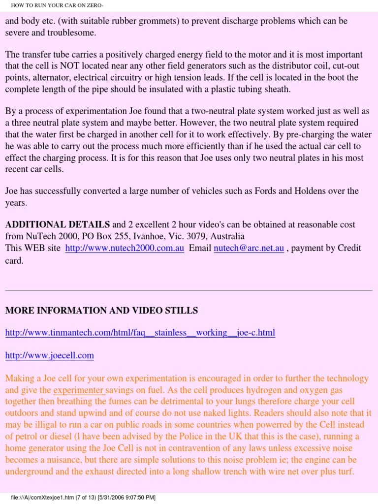 Run Your Car on Zero Pollution Energy | PDF | Exhaust Gas | Car