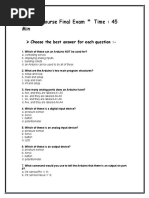 Arduino Course Final Exam Time: 45 Min: Choose The Best Answer For Each Question