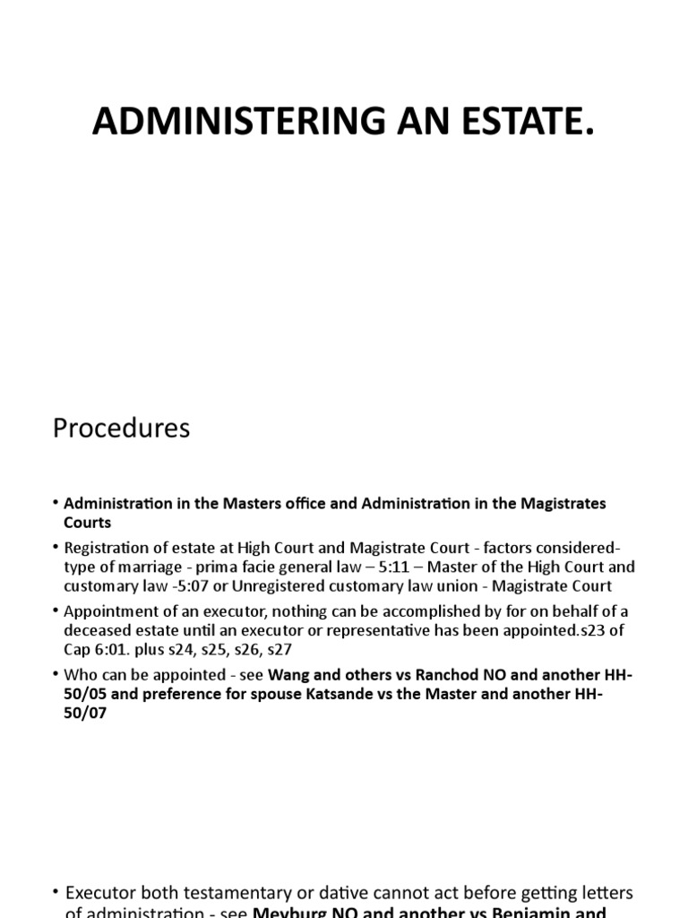 Estate Administration Guide | PDF | Intestacy | Executor