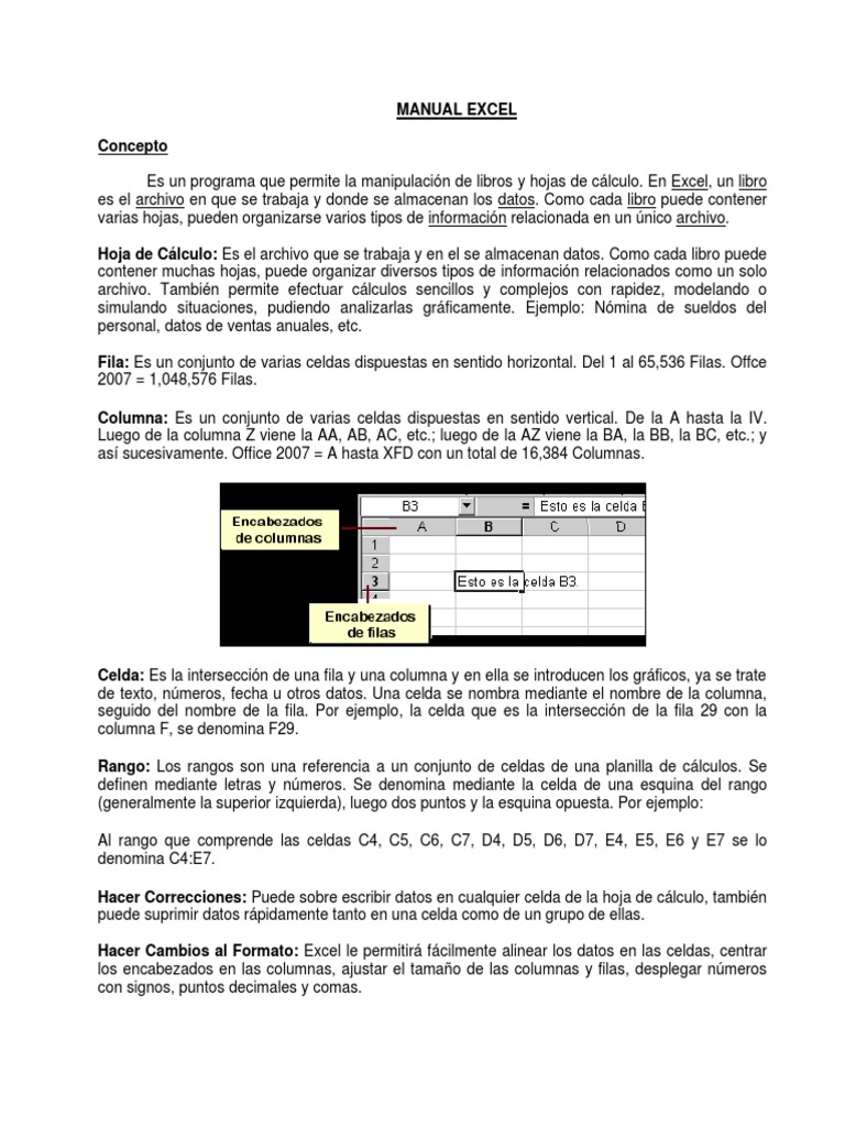 Manual Excel 2003 Parte 1 | PDF | Microsoft Excel | Hoja de cálculo