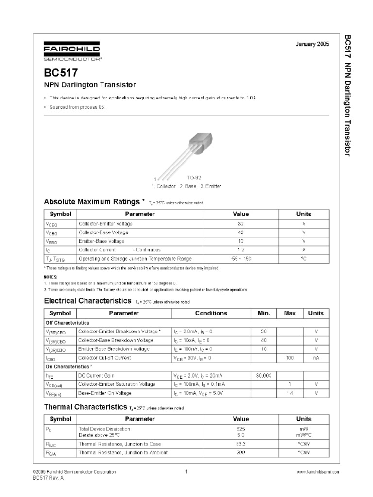 BC517 Datasheets | PDF