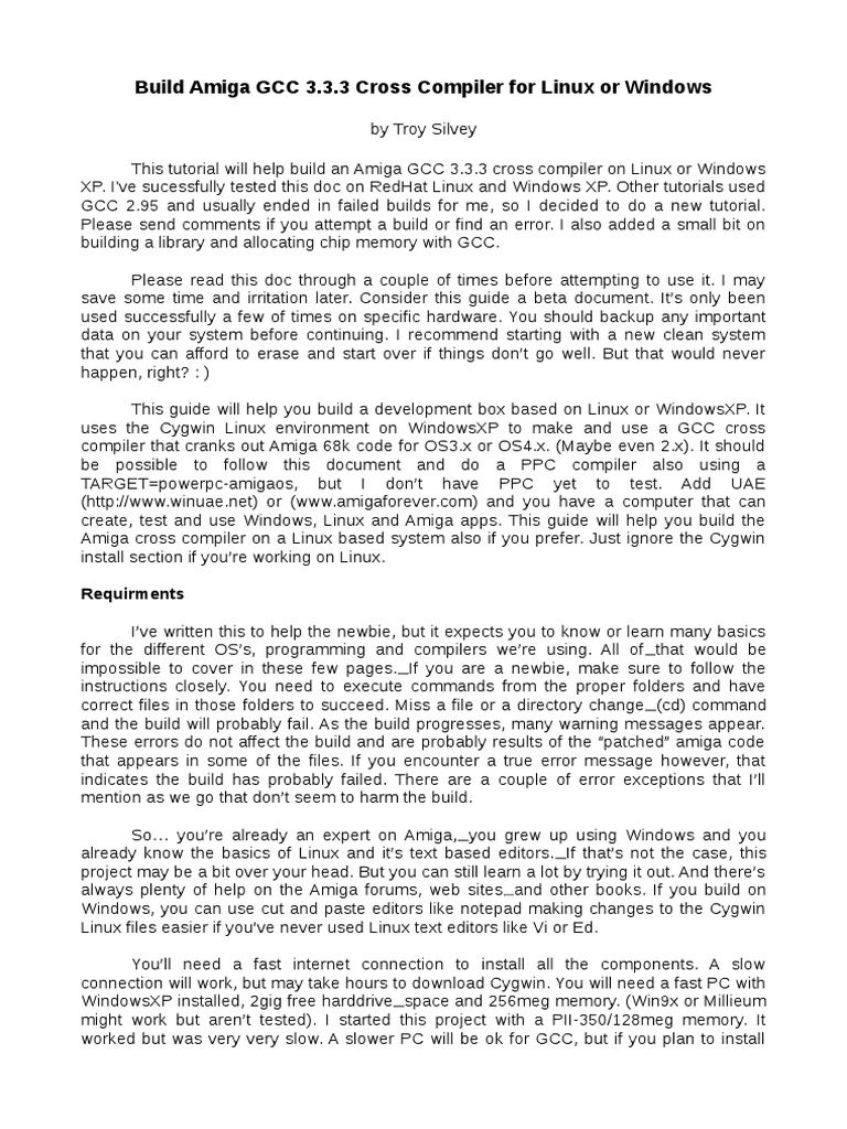 Build Amiga Gcc 3 3 3 Cross Compiler For Linux Or Windows Requirments