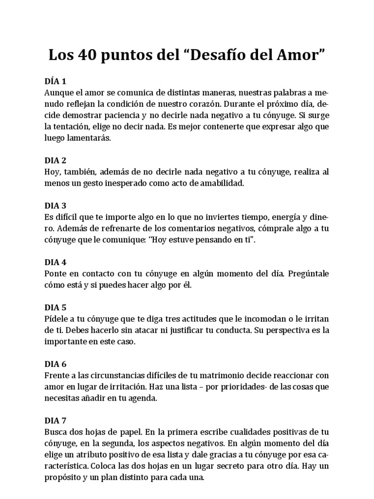 Desafío del Amor: 40 Días de Conexión | PDF | Amor | Oración