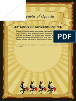 Re P Ub L I C o F Ug Anda: EDI CT OF Government