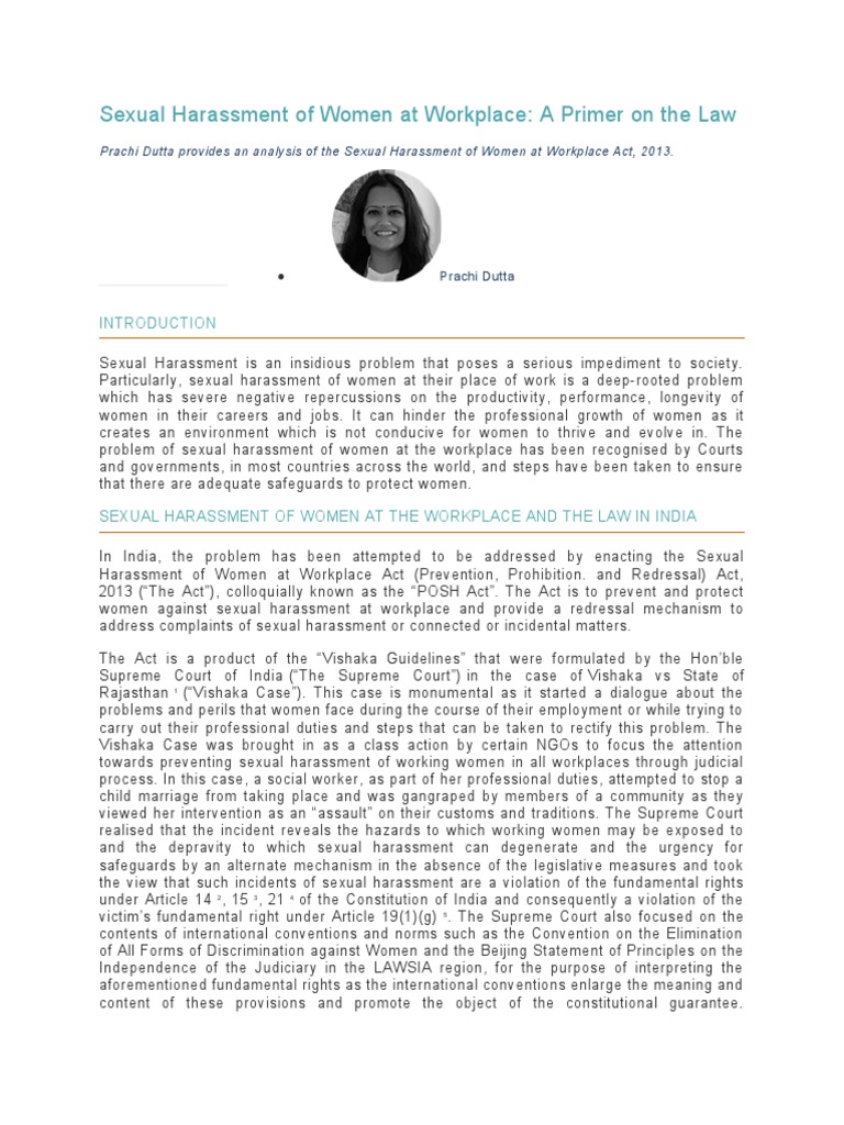 Sexual Harrassment at Workplace | PDF | Sexual Harassment | Supreme ...