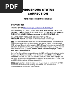 Indigenous Status Correction Steps