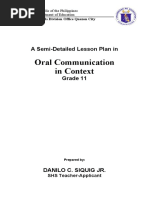 Oral Communication in Context: A Semi-Detailed Lesson Plan in