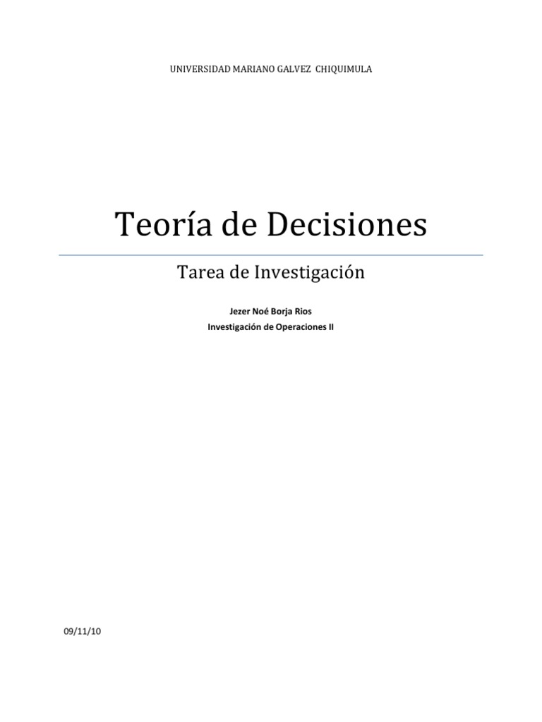 Teoría de Decisiones | PDF | Toma de decisiones | Ciencia cognitiva