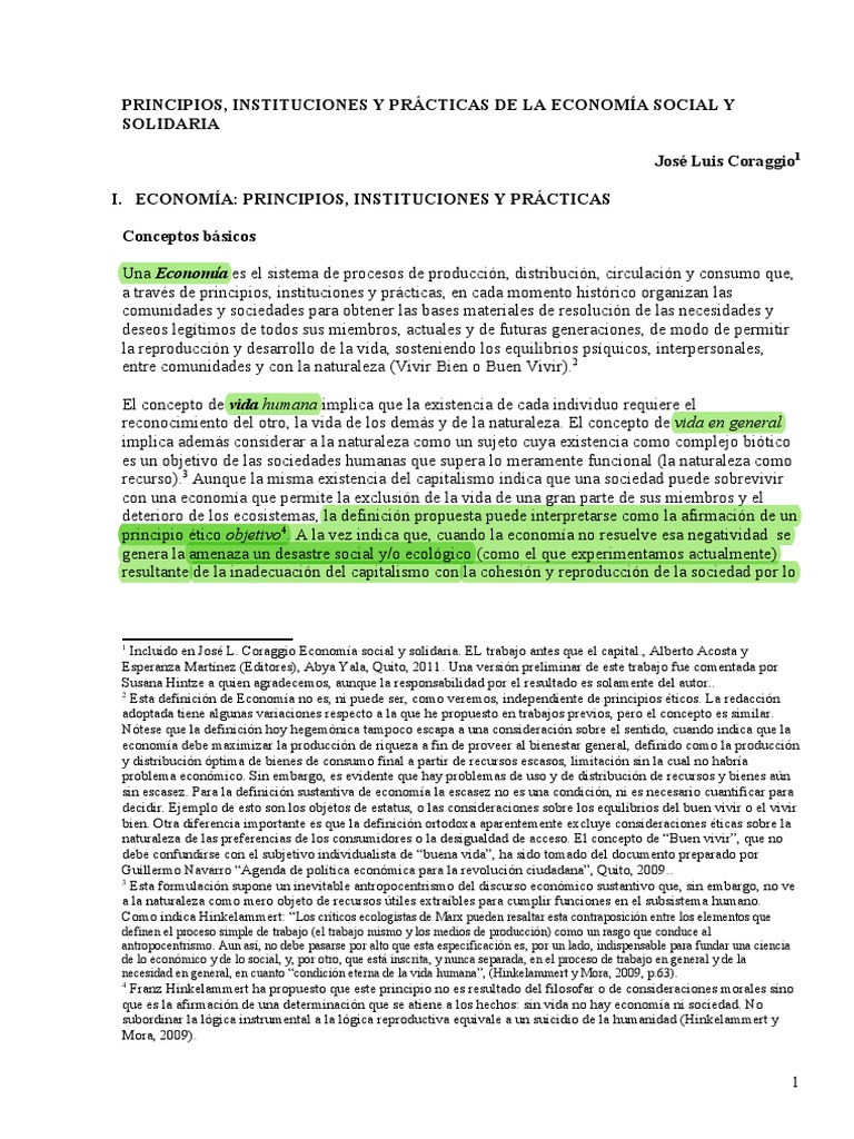 Principios de la Economía Social y Solidaria | PDF | Capitalismo ...