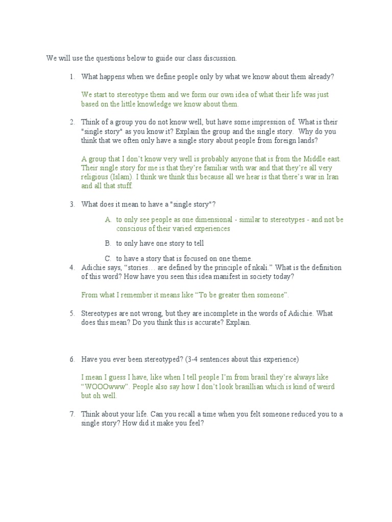 We Will Use The Questions Below To Guide Our Class Discussion | PDF