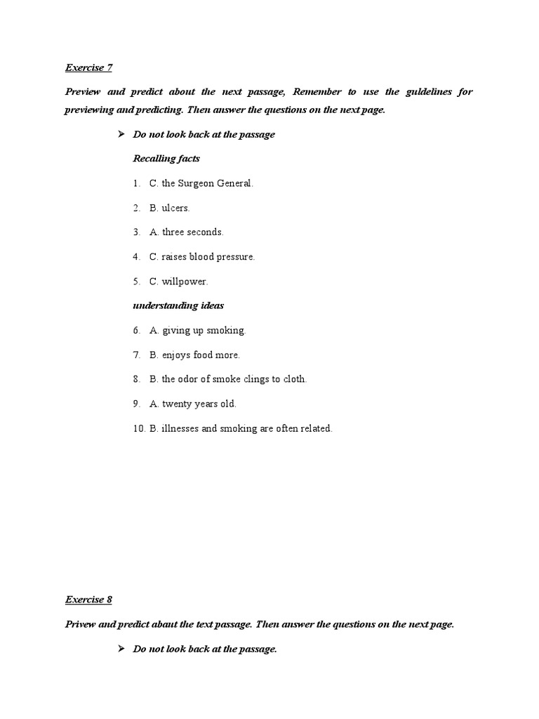 Previewing and Predicting Exercises | PDF | Science & Mathematics