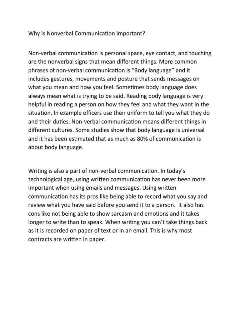 why is nonverbal communication important essay